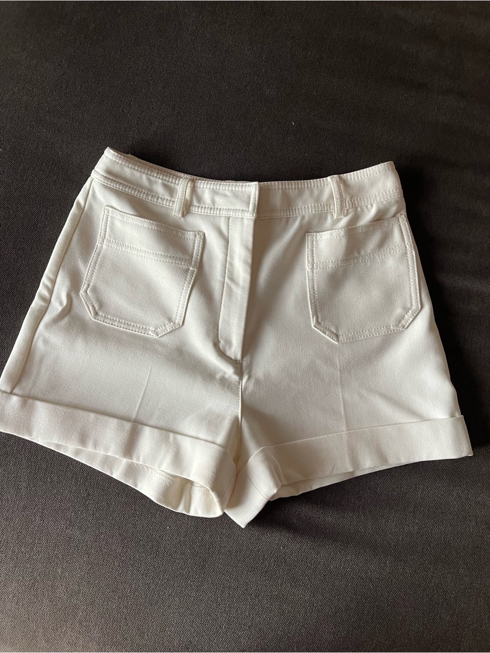 H&M White High-Waist Tailored Cuffed Shorts